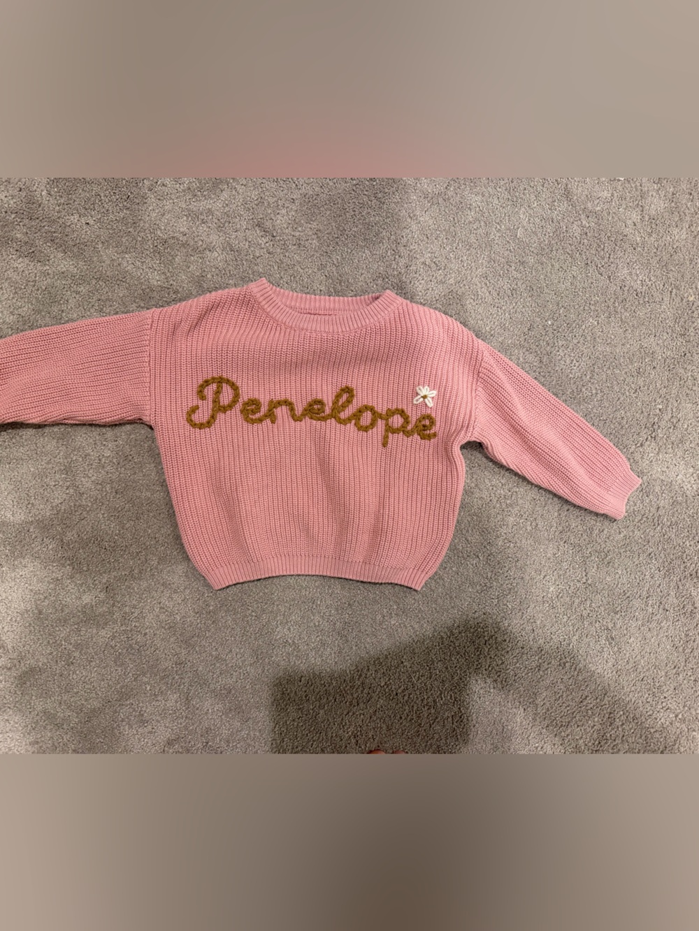 Penelope Pink Knit Sweater with Daisy Detail